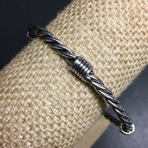Silver Bangle Bracelet Rope Twist Wrap Coil Retro Boho Nautical